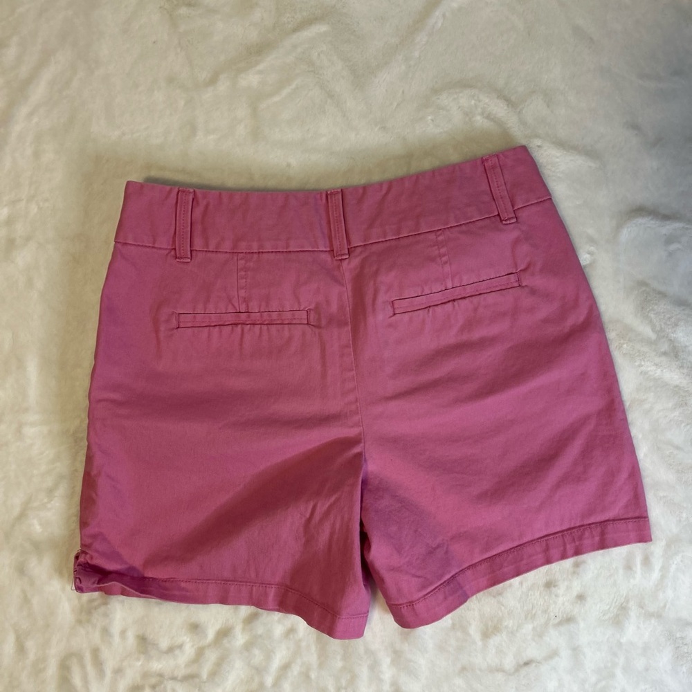 LOFT Pink Chino Shorts Mid Rise Flat Front Casual Summer 4 - Picture 6 of 9